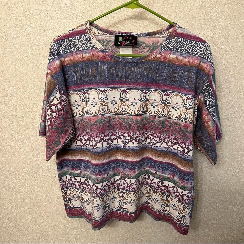 Julie Girl Multi Color Short Sleeve Tee Size Medium